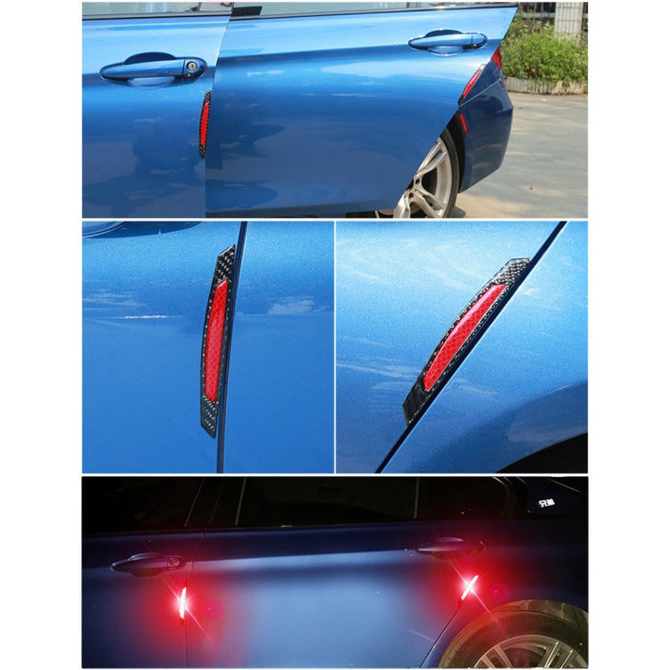 4 PCS Carbon Fiber Car Auto Side Door Edge Guard Protection Trims Reflective Stickers