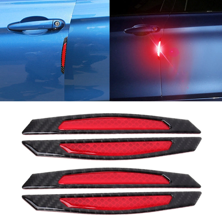 4 PCS Carbon Fiber Car Auto Side Door Edge Guard Protection Trims Reflective Stickers