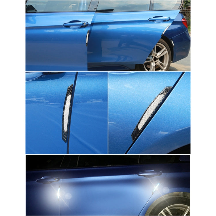 4 PCS Carbon Fiber Car Auto Side Door Edge Guard Protection Trims Reflective Stickers