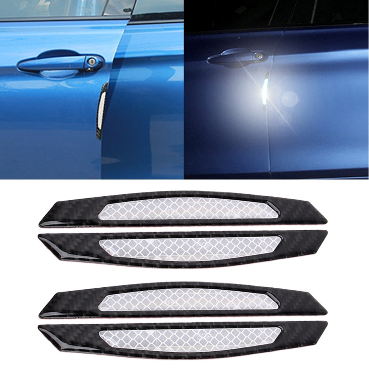 4 PCS Carbon Fiber Car Auto Side Door Edge Guard Protection Trims Reflective Stickers