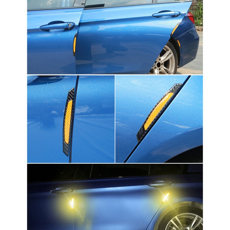 4 PCS Carbon Fiber Car Auto Side Door Edge Guard Protection Trims Reflective Stickers