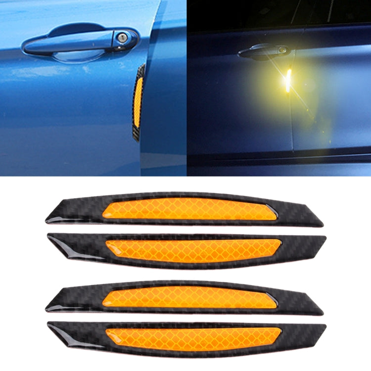 4 PCS Carbon Fiber Car Auto Side Door Edge Guard Protection Trims Reflective Stickers