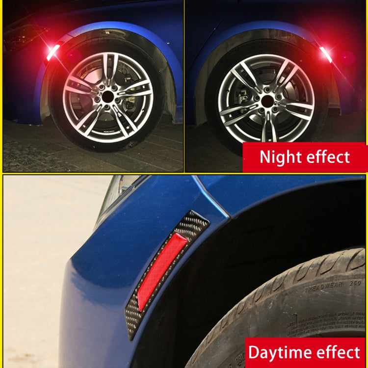 2 PCS Carbon Fiber Reflective Car Fender Flare Wheel Brow Warning Strip Stickers