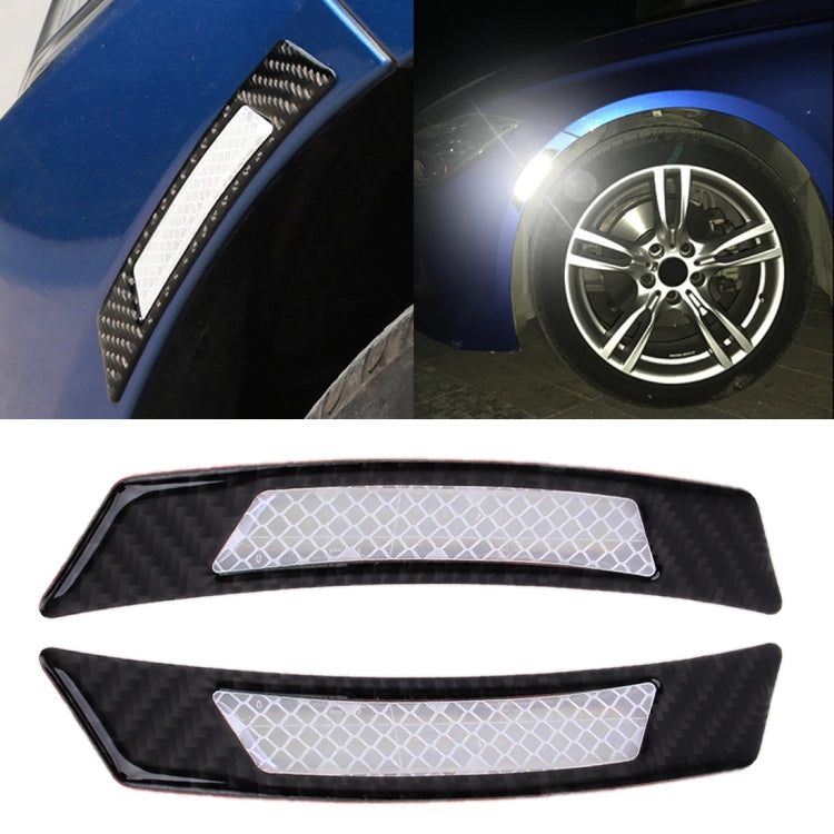 2 PCS Carbon Fiber Reflective Car Fender Flare Wheel Brow Warning Strip Stickers