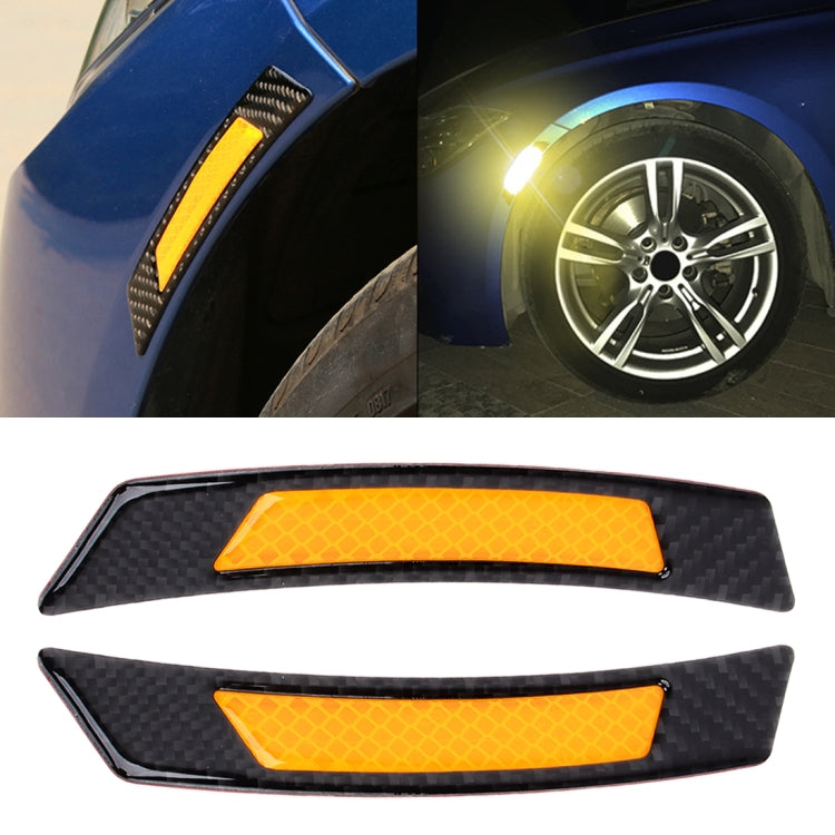 2 PCS Carbon Fiber Reflective Car Fender Flare Wheel Brow Warning Strip Stickers