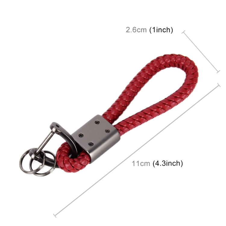 PU Leather Braided Strap Zinc Alloy Keychain Keyring, Random Color Delivery