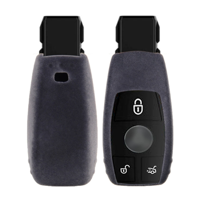 Car Remote Key Holder Flannel TPU Protective Case for Mercedes-Benz 2016 and Above E Series(Gray)