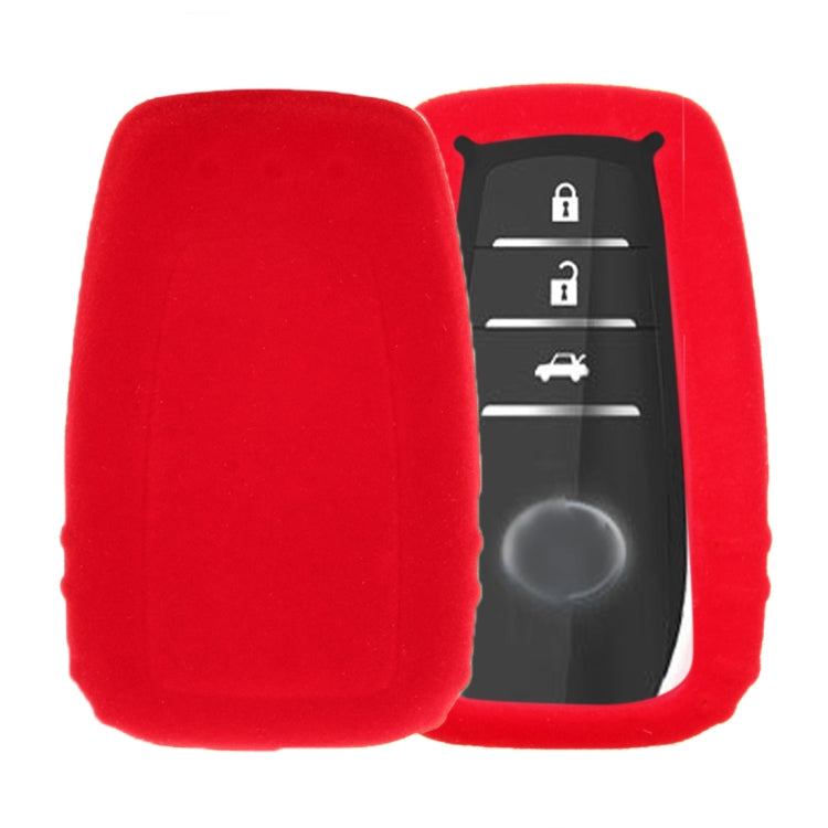 Car Remote Key Holder Flannel TPU Protective Case for Toyota 2018 Camry, Prado(Red)
