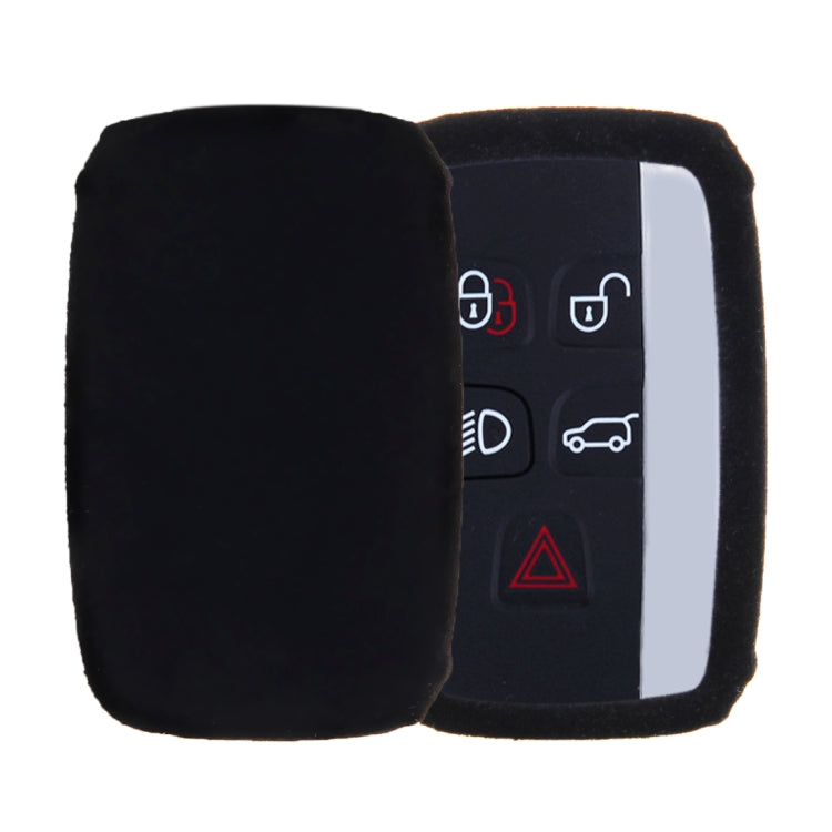 Car Remote Key Holder Flannel TPU Protective Case for Landrover Discovery, Jaguar, Freelander 2, Evoque(Black)
