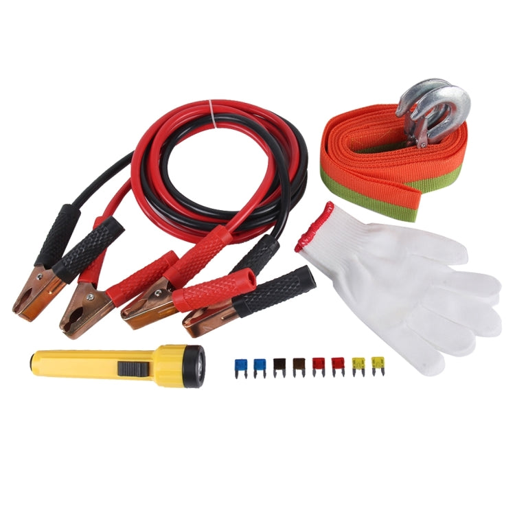 5 in 1 3mÃ—4cm 3 Ton Towing Belt Rope 400AMP Booster Cable Torch Glove Fuse Car Road Emergency Kit