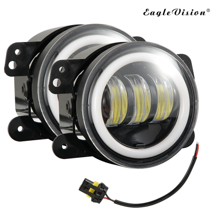 2 PCS IP67 Waterproof 30W 6500-7000K 2300LM 4 inch CREE 6-LED Lamp Driving Fog Lights with Angel Eyes for Jeep Wrangler
