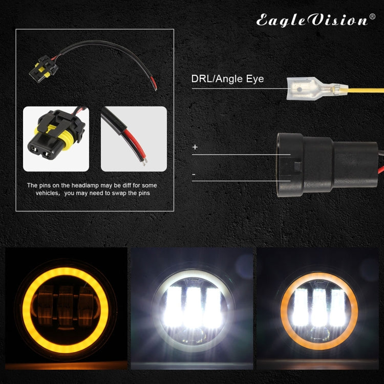 2 PCS IP67 Waterproof 30W 6500-7000K 2300LM 4 inch CREE 6-LED Lamp Driving Fog Lights with Angel Eyes for Jeep Wrangler