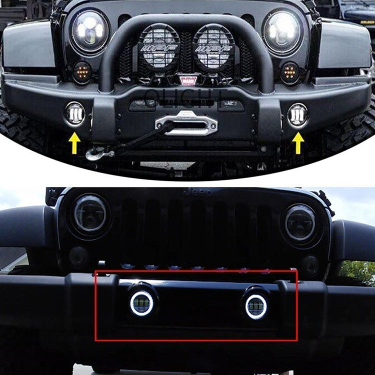 2 PCS IP67 Waterproof 30W 6500-7000K 2300LM 4 inch CREE 6-LED Lamp Driving Fog Lights with Angel Eyes for Jeep Wrangler