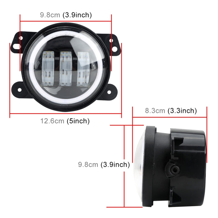 2 PCS IP67 Waterproof 30W 6500-7000K 2300LM 4 inch CREE 6-LED Lamp Driving Fog Lights with Angel Eyes for Jeep Wrangler