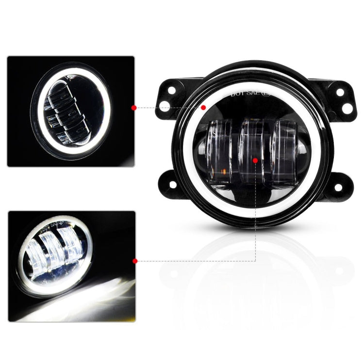 2 PCS IP67 Waterproof 30W 6500-7000K 2300LM 4 inch CREE 6-LED Lamp Driving Fog Lights with Angel Eyes for Jeep Wrangler