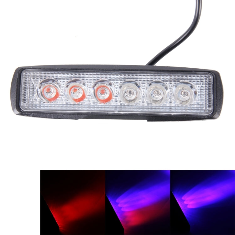 18W 6 Wafers Red Light + Blue Light Flashing Strobe Light Warning Light Working Light, DC 10-30V