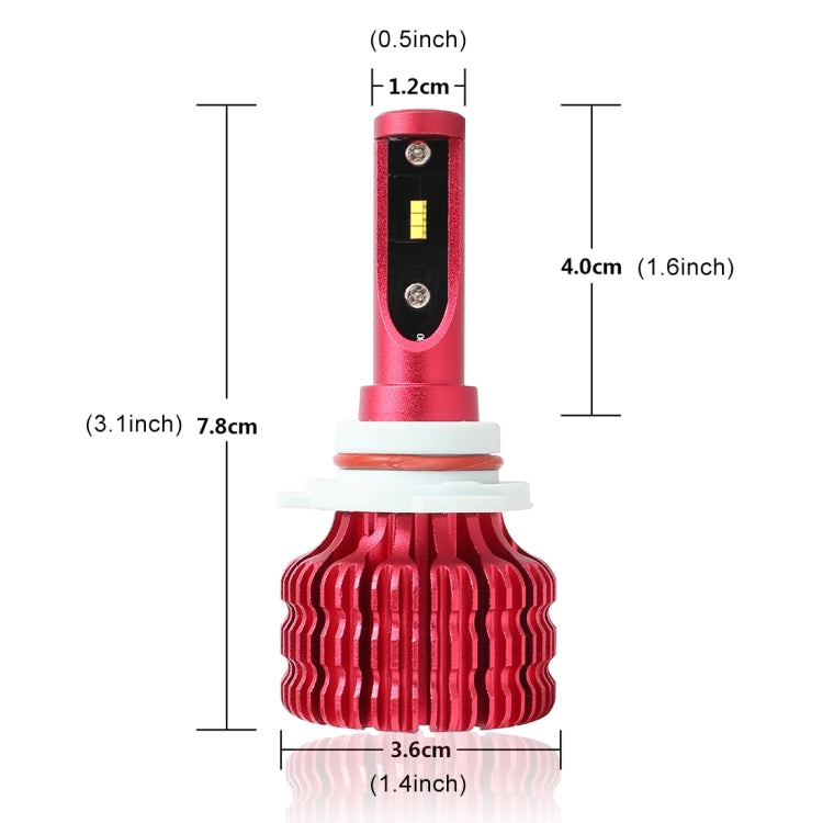 2 PCS X9 9006 18W 1800LM 6000K White Light 6 JES2016 LED Car Headlight Lamps, Red Shell, DC 10-30V
