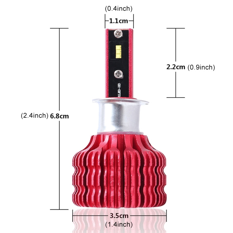 2 PCS X9 H3 18W 1800LM 6000K White Light 6 JES2016 LED Car Headlight Lamps, Red Shell, DC 10-30V
