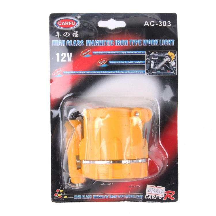 CARFU AC-303 DC 12V 10W High Glass Magnetic Iron Type Work Light (Warm White Light)