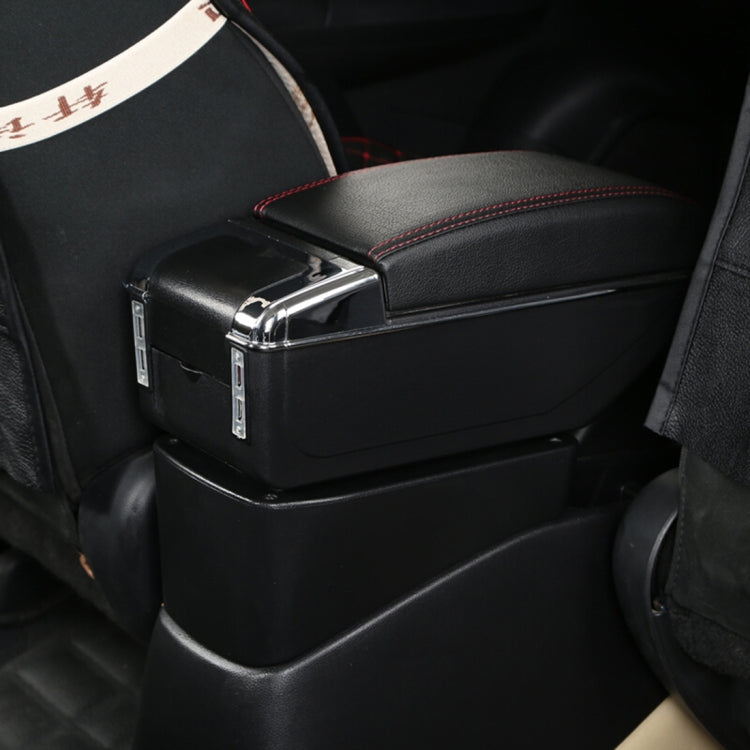 7 USB Ports Car ABS + Leather Wrapped Armrest Box Storage Organizer Auto Cup Holder Accessories for KIA K2 2015 / 2017 Year