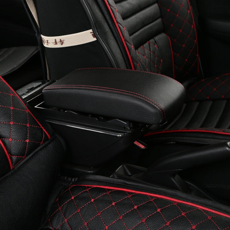 7 USB Ports Car ABS + Leather Wrapped Armrest Box Storage Organizer Auto Cup Holder Accessories for KIA K2 2015 / 2017 Year