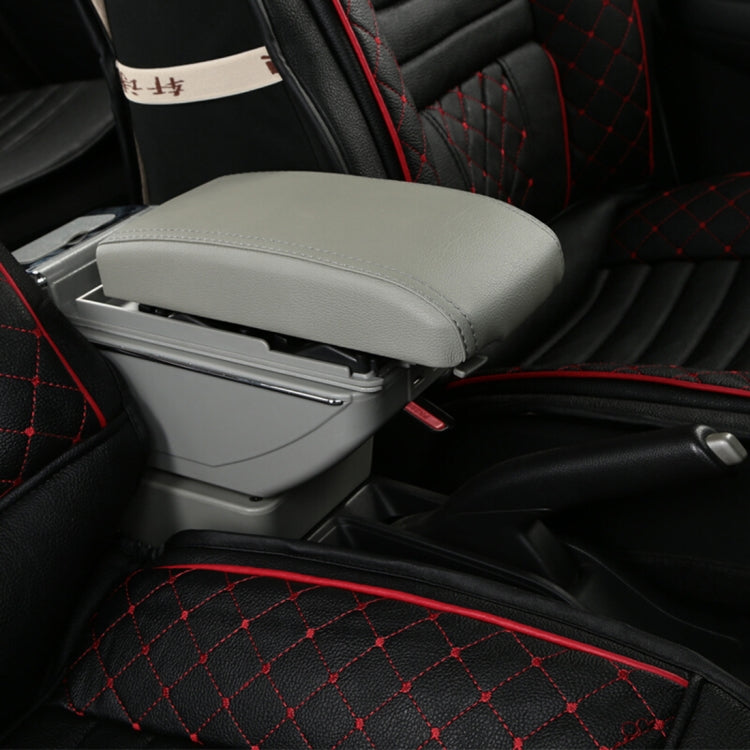 7 USB Ports Car ABS + Leather Wrapped Armrest Box Storage Organizer Auto Cup Holder Accessories for KIA K2 2015 / 2017 Year