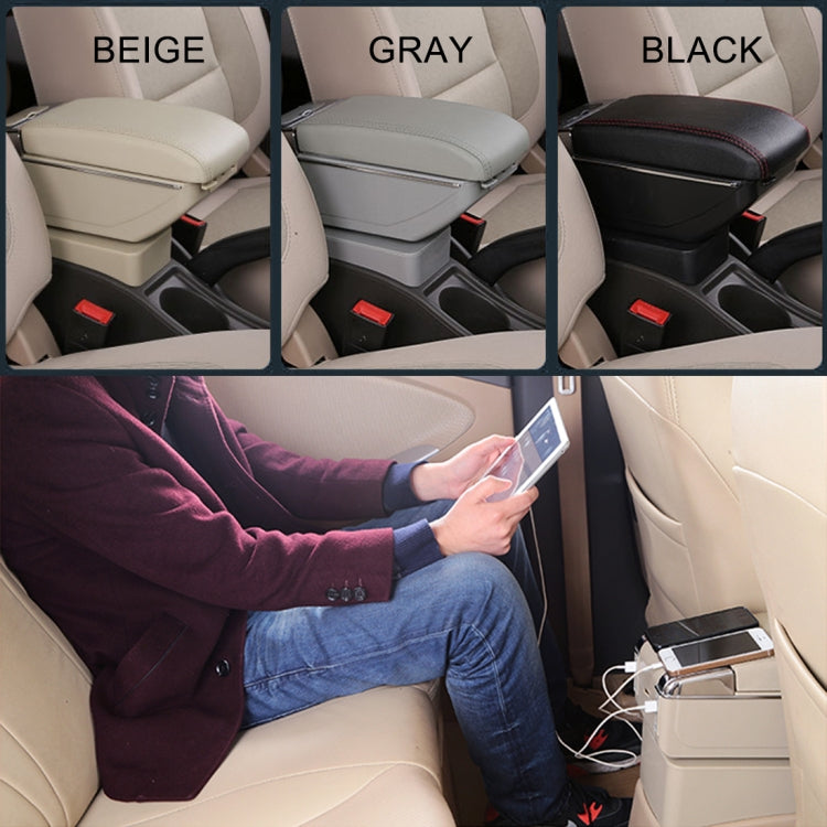 7 USB Ports Car ABS + Leather Wrapped Armrest Box Storage Organizer Auto Cup Holder Accessories for KIA K2 2015 / 2017 Year