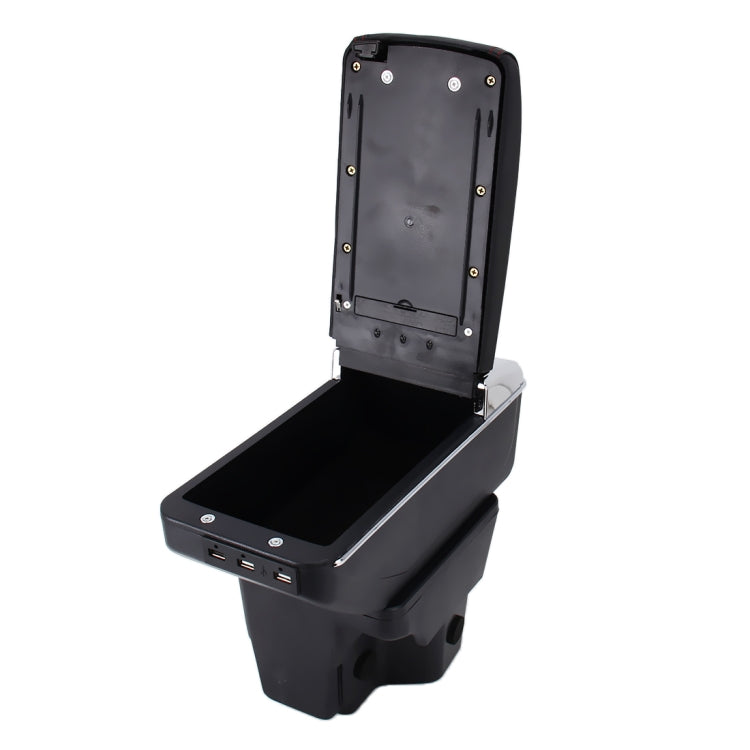 7 USB Ports Car ABS + Leather Wrapped Armrest Box Storage Organizer Auto Cup Holder Accessories for KIA K2 2015 / 2017 Year