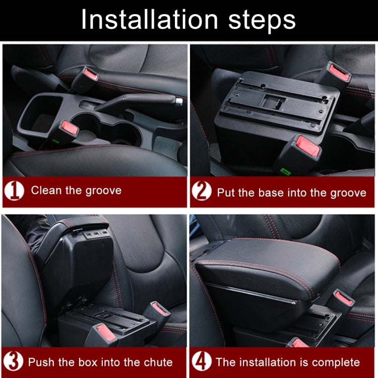 7 USB Ports Car ABS + Leather Wrapped Armrest Box Storage Organizer Auto Cup Holder Accessories for KIA K2 2015 / 2017 Year