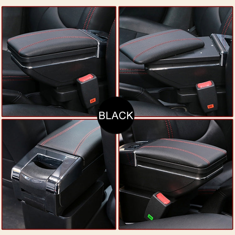 Car ABS + Leather Wrapped Armrest Box Storage Organizer Auto Cup Holder Accessories for KIA K2 2015 / 2017 Year