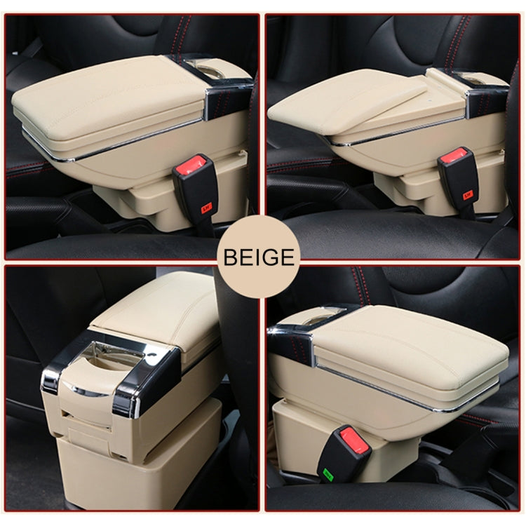 Car ABS + Leather Wrapped Armrest Box Storage Organizer Auto Cup Holder Accessories for KIA K2 2015 / 2017 Year