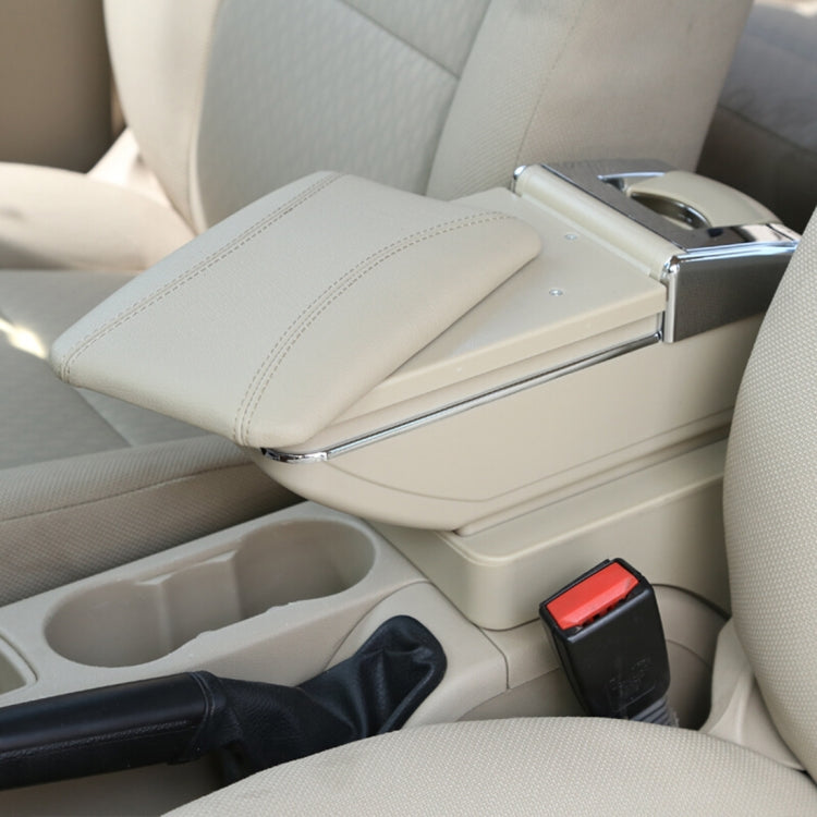 Car ABS + Leather Wrapped Armrest Box Storage Organizer Auto Cup Holder Accessories for KIA K2 2015 / 2017 Year