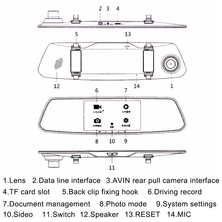 5.0 Mega Pixels 170 Degrees Wide Angle Full HD 1080P Touch Button Video Car DVR, Support TF Card (32GB Max) / Motion Detection