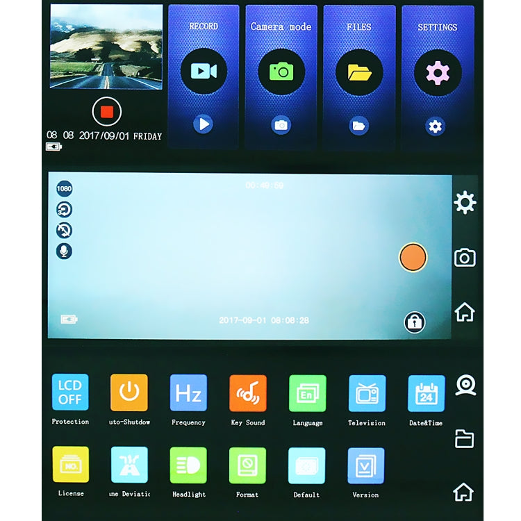 5.0 Mega Pixels 170 Degrees Wide Angle Full HD 1080P Touch Button Video Car DVR, Support TF Card (32GB Max) / Motion Detection