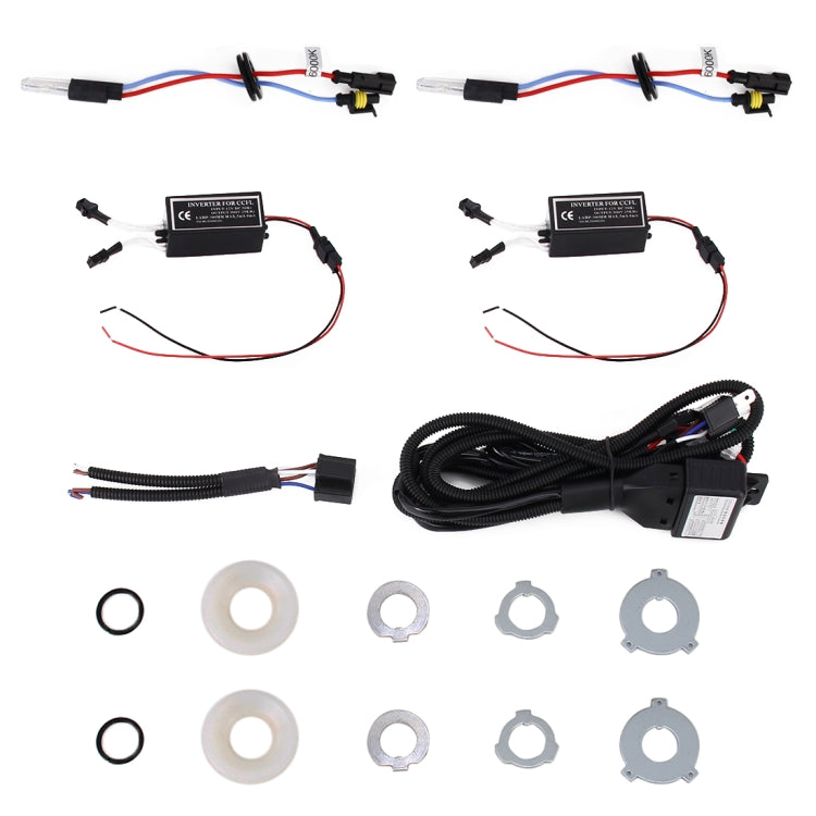 IPHCAR 2.5 inch 12V Bi-Xenon Projector Lens Headlight with Exquisite Angle Eyes Decoration for Right Driving