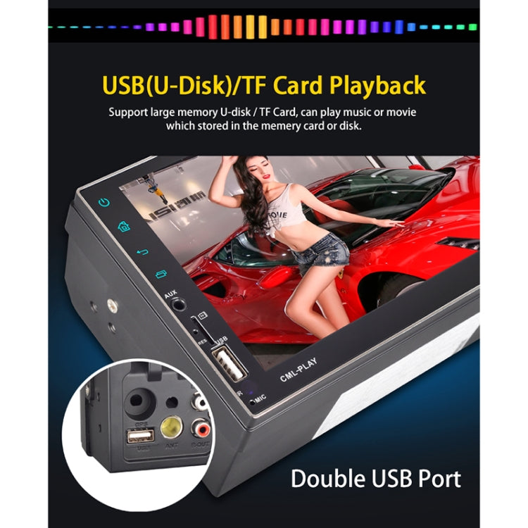 8708 Double Din 7 inch Touchscreen Car Radio Receiver MP5 Player,  Android 7.1.1, Support Rear View Camera & FM & Bluetooth & U-disk / TF Card & GPS