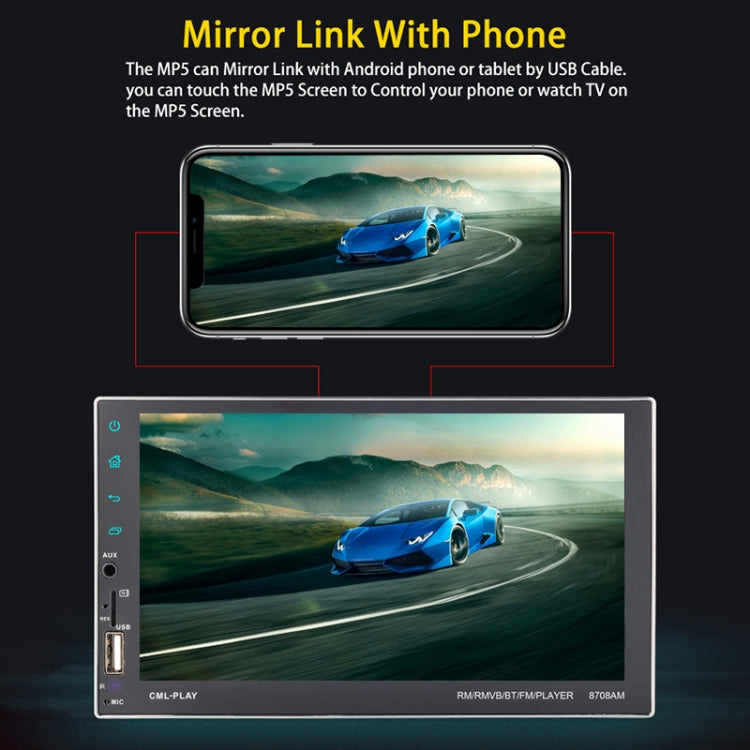 8708 Double Din 7 inch Touchscreen Car Radio Receiver MP5 Player,  Android 7.1.1, Support Rear View Camera & FM & Bluetooth & U-disk / TF Card & GPS