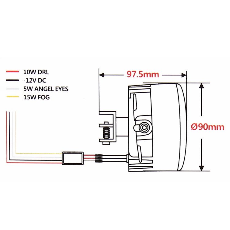 IPHCAR M702 2 PCS 3 in 1 Fog Light + Daytime Running Light + White Light Angel Eyes (White + Yellow Light)