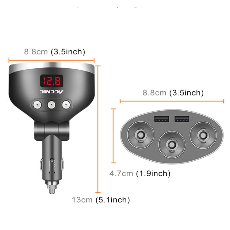 ACCNIC 3 Multi-functional Cigarette Socket Lighter Splitter with 2 USB Ports 3.1A Phone Car Charger