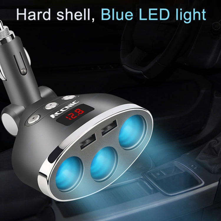 ACCNIC 3 Multi-functional Cigarette Socket Lighter Splitter with 2 USB Ports 3.1A Phone Car Charger