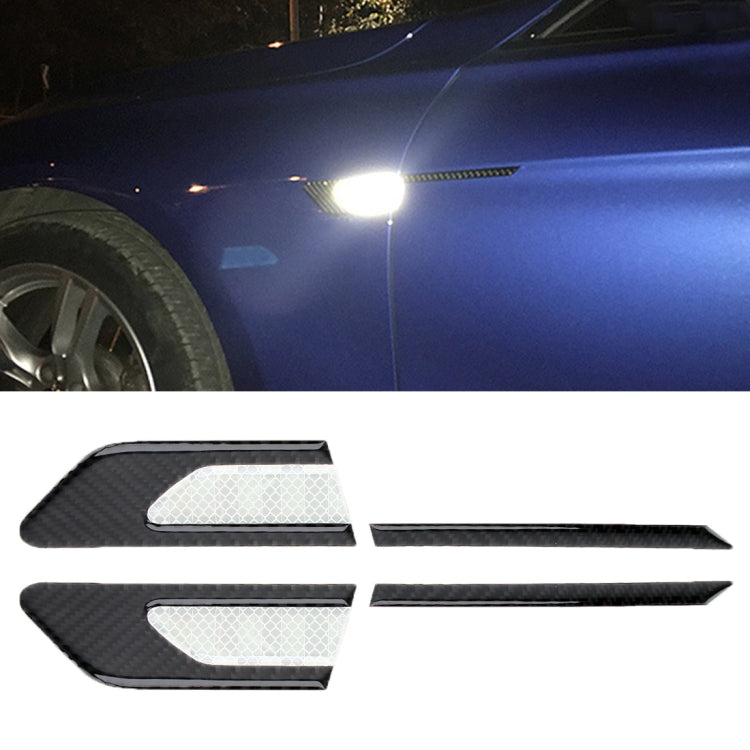 2 PCS Carbon Fiber Car-Styling Fender Reflective Bumper Decorative Strip, Inner Reflection + External Carbon Fiber