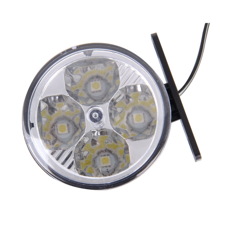 2 PCS CARFU AC-2016 DC 12V 3W 250 LM 6000K 4 LEDs Car DRL Daytime Running Lights Lamp,Cable Length:90cm(White Light)