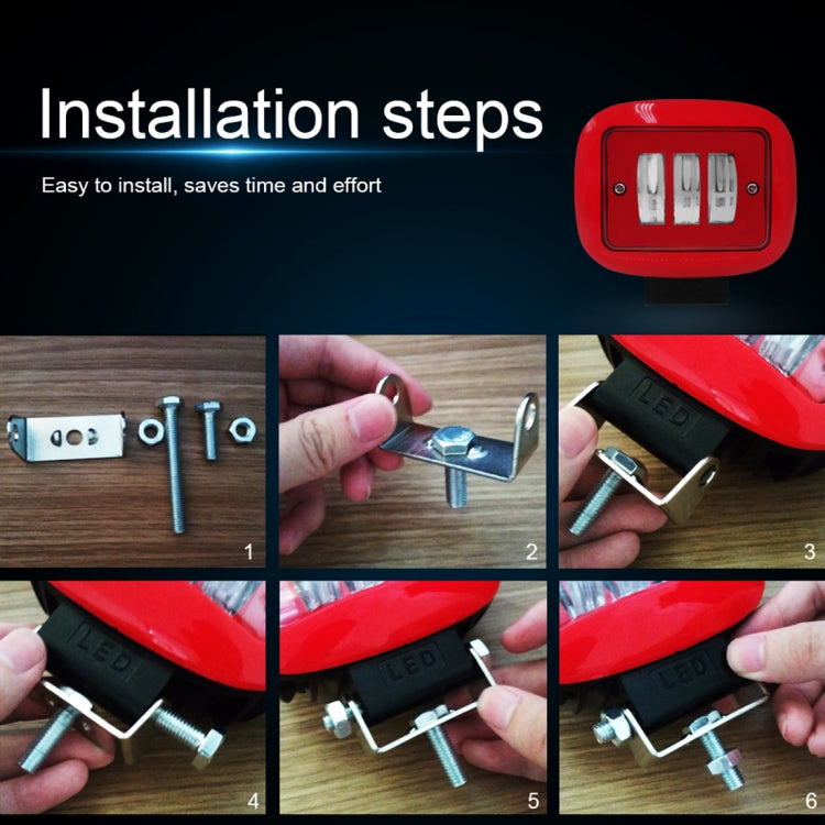 15W White Light  Red Square-Shaped Waterproof Car Boat Marine Work Lights Spotlight LED Bulbs, DC 9-30V