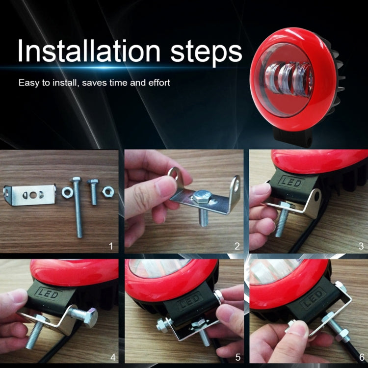 15W White Light  Red Round-Shaped Waterproof Car Boat Marine Work Lights Spotlight LED Bulbs, DC 9-30V