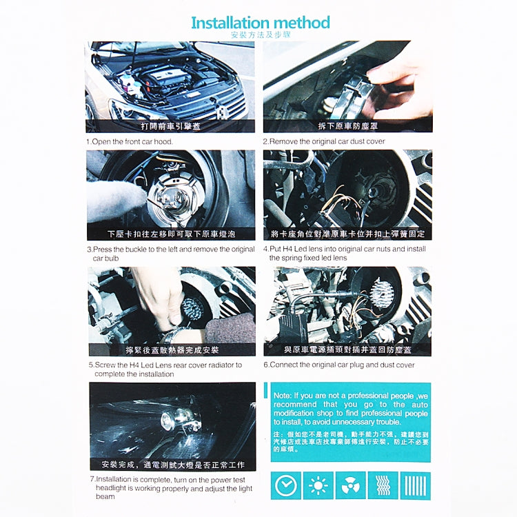 IPHCAR G9 H4 25W 3000LM 5500K 2 LEDs Car Headlight Lamps with Decoder, DC 9-32V for Left Driving (White Light)