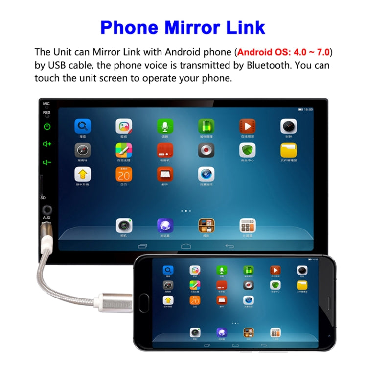 7019B Double Din 7 inch Capacitive Touchscreen Car Radio Receiver MP5 Player, Support Rear View Camera & FM & Bluetooth & U-disk / TF Card (Not Included Any Memory Card)