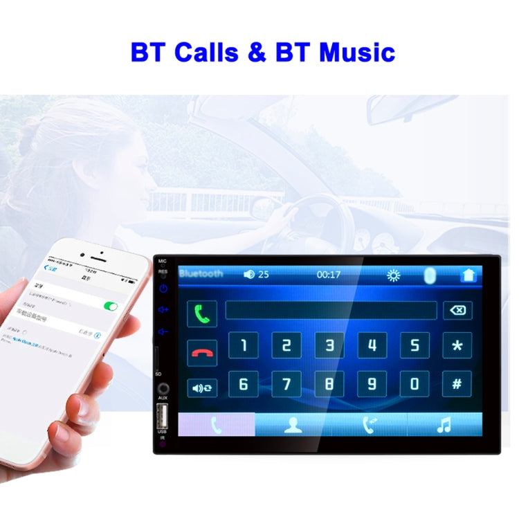 7019B Double Din 7 inch Capacitive Touchscreen Car Radio Receiver MP5 Player, Support Rear View Camera & FM & Bluetooth & U-disk / TF Card (Not Included Any Memory Card)