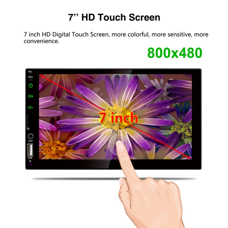 7019B Double Din 7 inch Capacitive Touchscreen Car Radio Receiver MP5 Player, Support Rear View Camera & FM & Bluetooth & U-disk / TF Card (Not Included Any Memory Card)