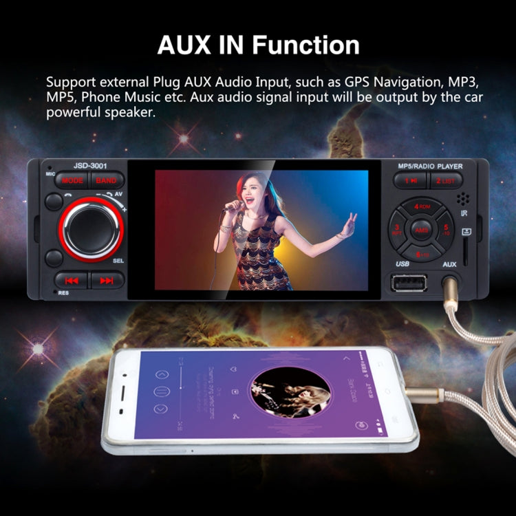 JSD-3001 HD 4.1 inch Single Din Capacitive Touchscreen Car Stereo Radio MP5 Audio Player FM Bluetooth USB / TF AUX (Not Included Any Memory Card)