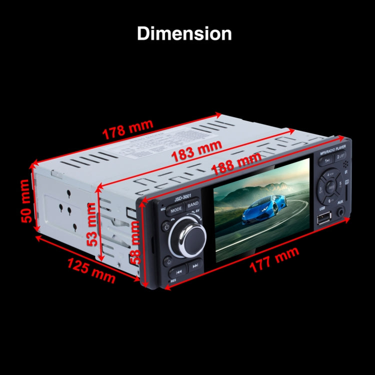 JSD-3001 HD 4.1 inch Single Din Capacitive Touchscreen Car Stereo Radio MP5 Audio Player FM Bluetooth USB / TF AUX (Not Included Any Memory Card)
